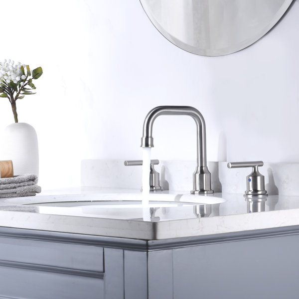 WOWOW Widespread Faucet 2handle Bathroom Faucet with Drain Assembly
